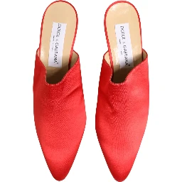 Red Suede Heel Mule Shoes