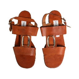 Brown Leather Flat Sandals Shoes