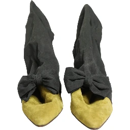 Black Yellow Suede Boots Shoes