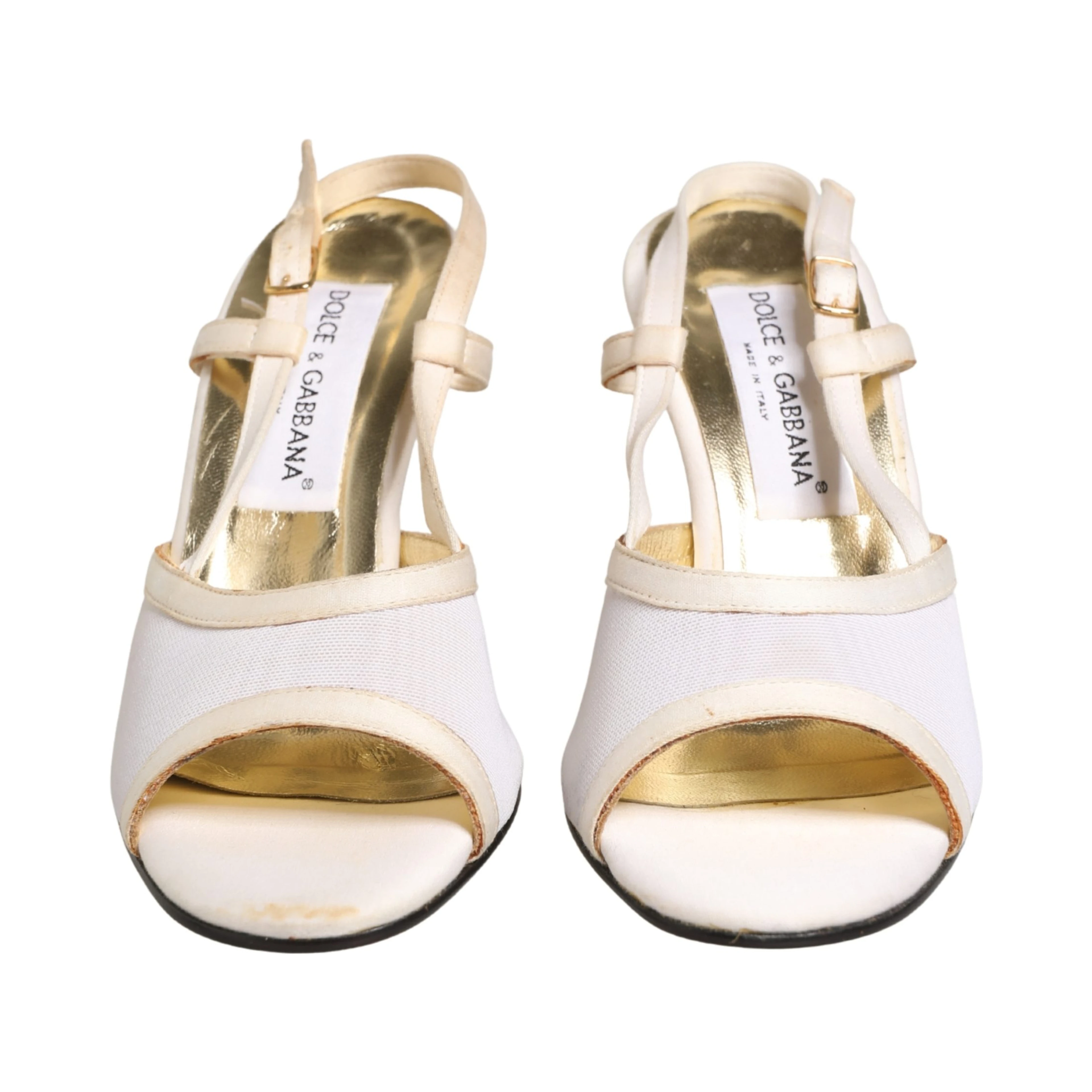 White Satin Slingback Heels Pumps Shoes
