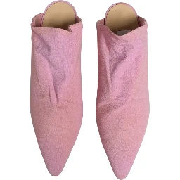 Pink Suede Heel Mule Shoes