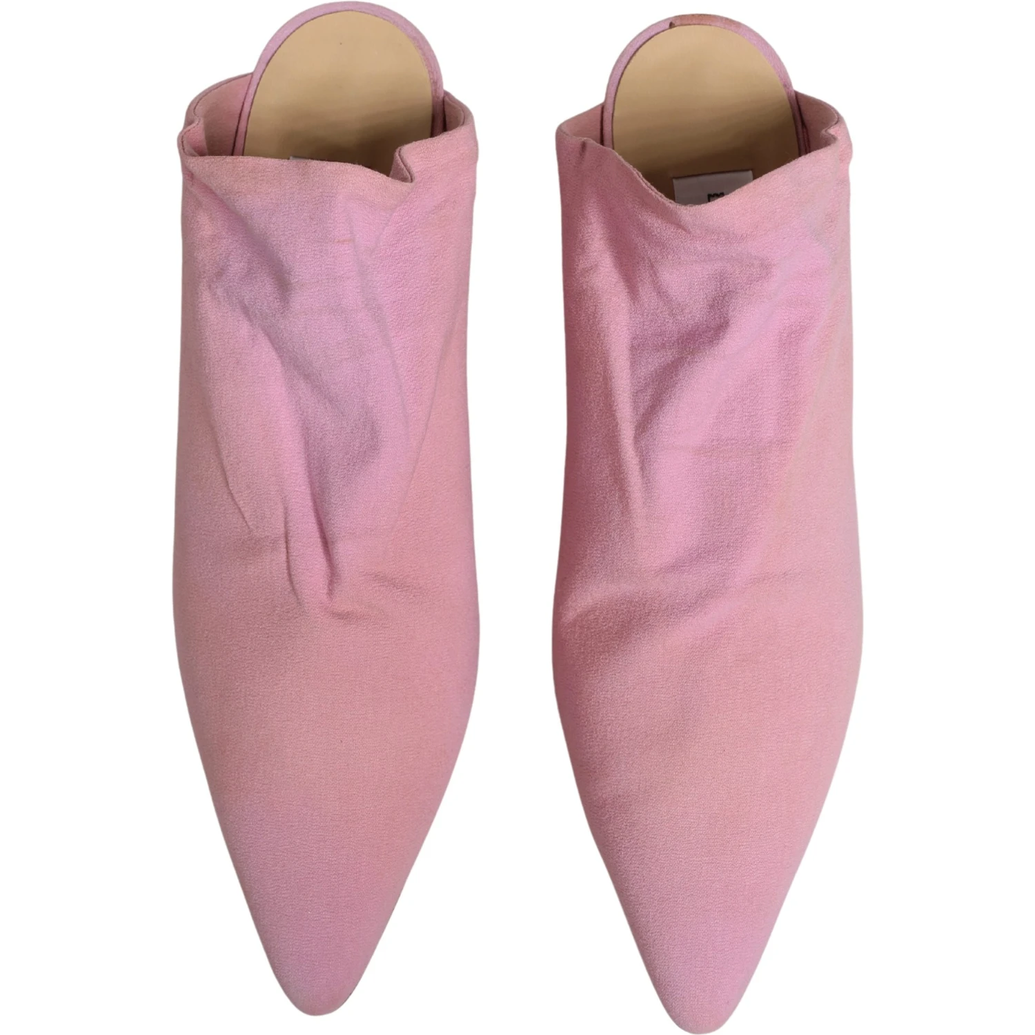 Pink Suede Heel Mule Shoes
