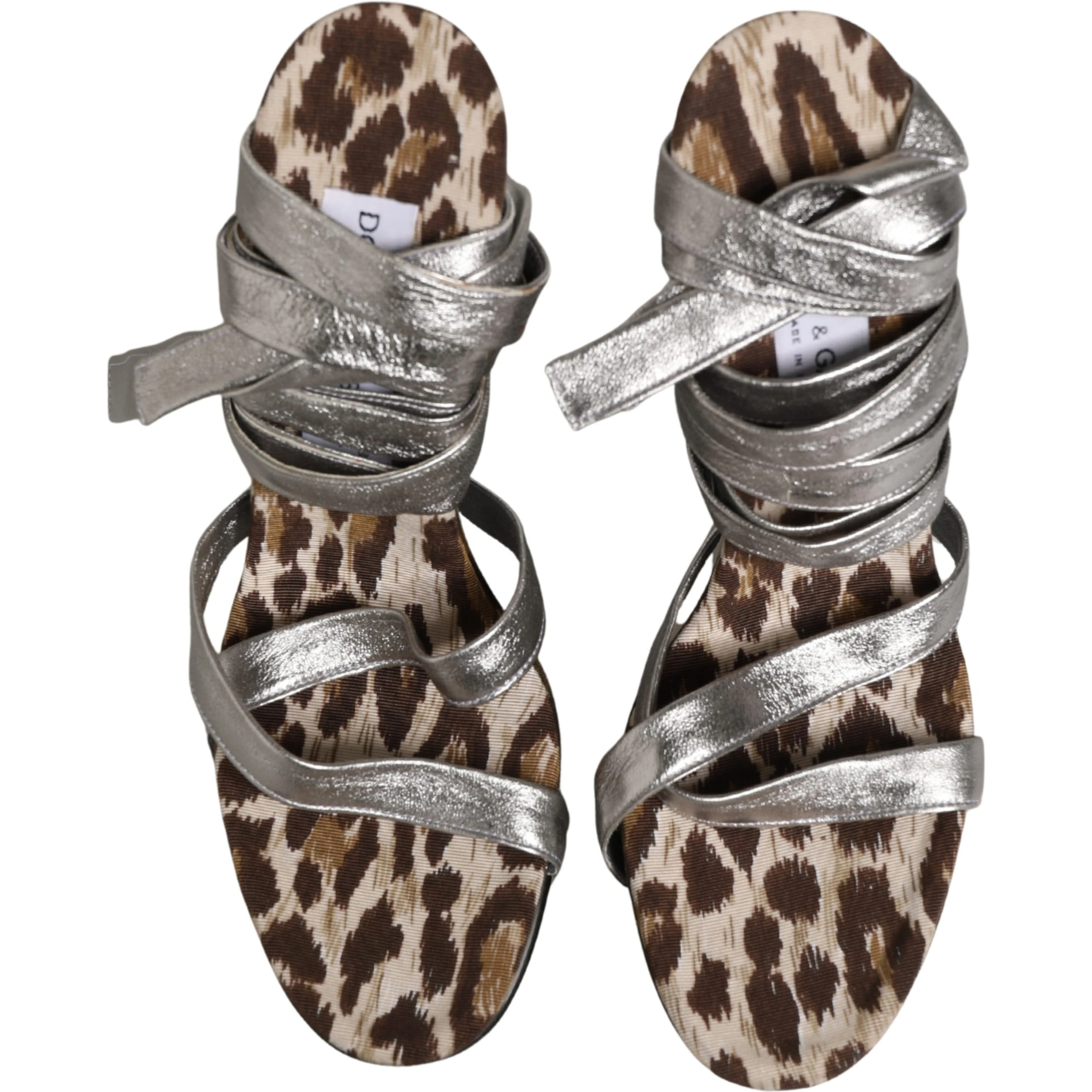 Silver Leather Platform Wedge Sandals Shoes