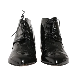 Black Leather AnkleBoots Shoes