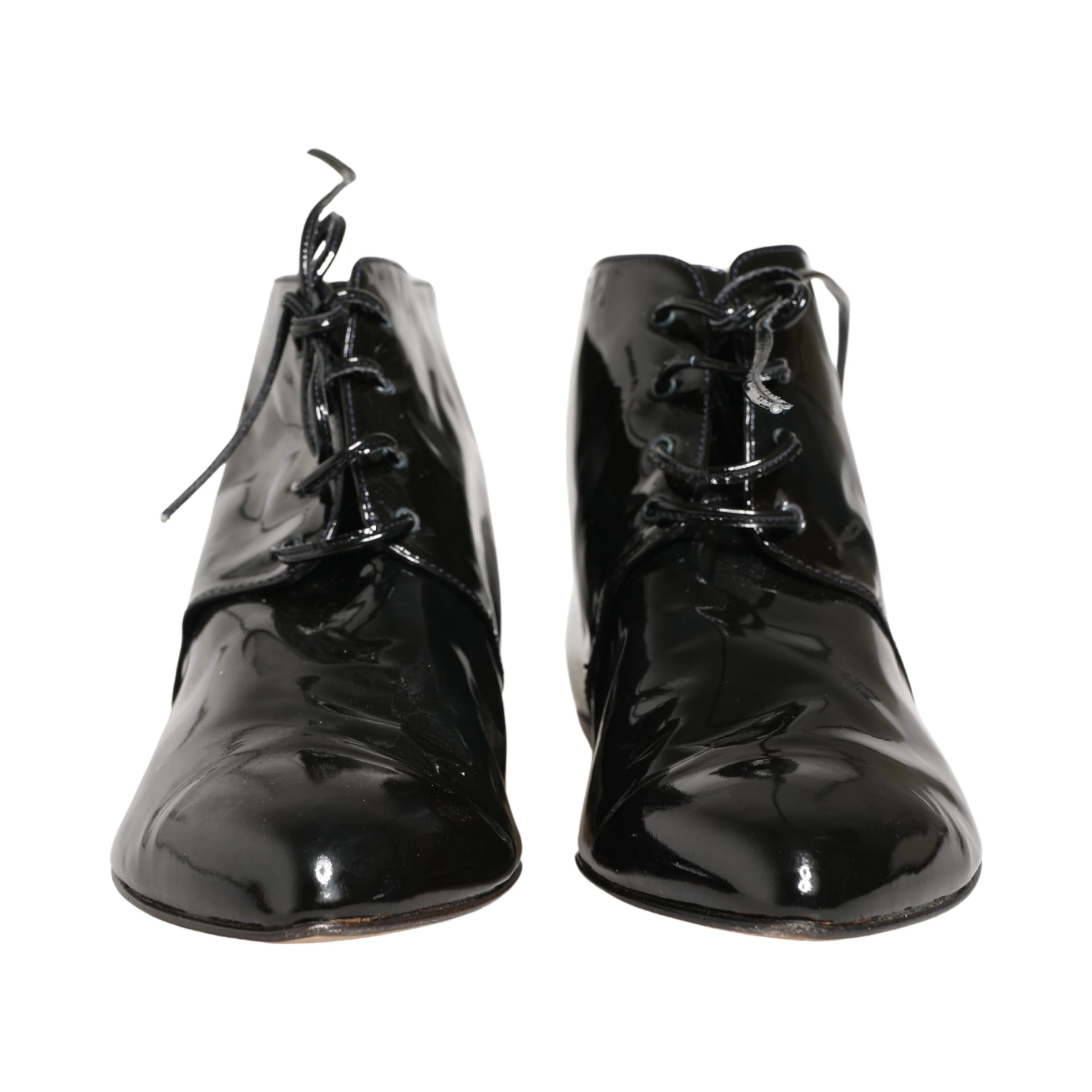 Black Leather AnkleBoots Shoes