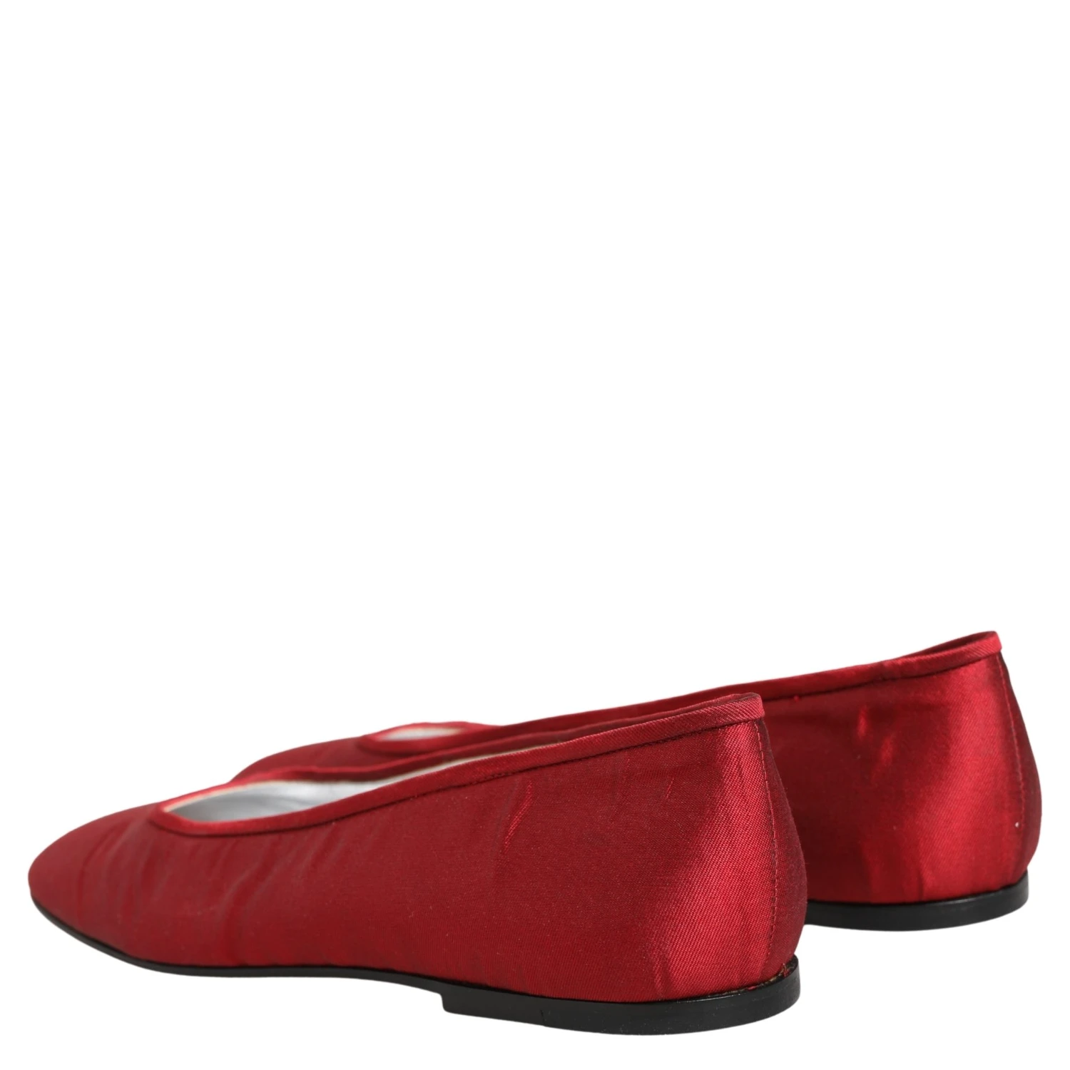 Red Satin Fabric Ballet Slip On Flats Shoes