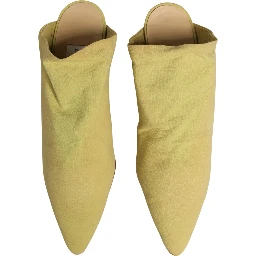 Yellow Suede Heel Mule Shoes