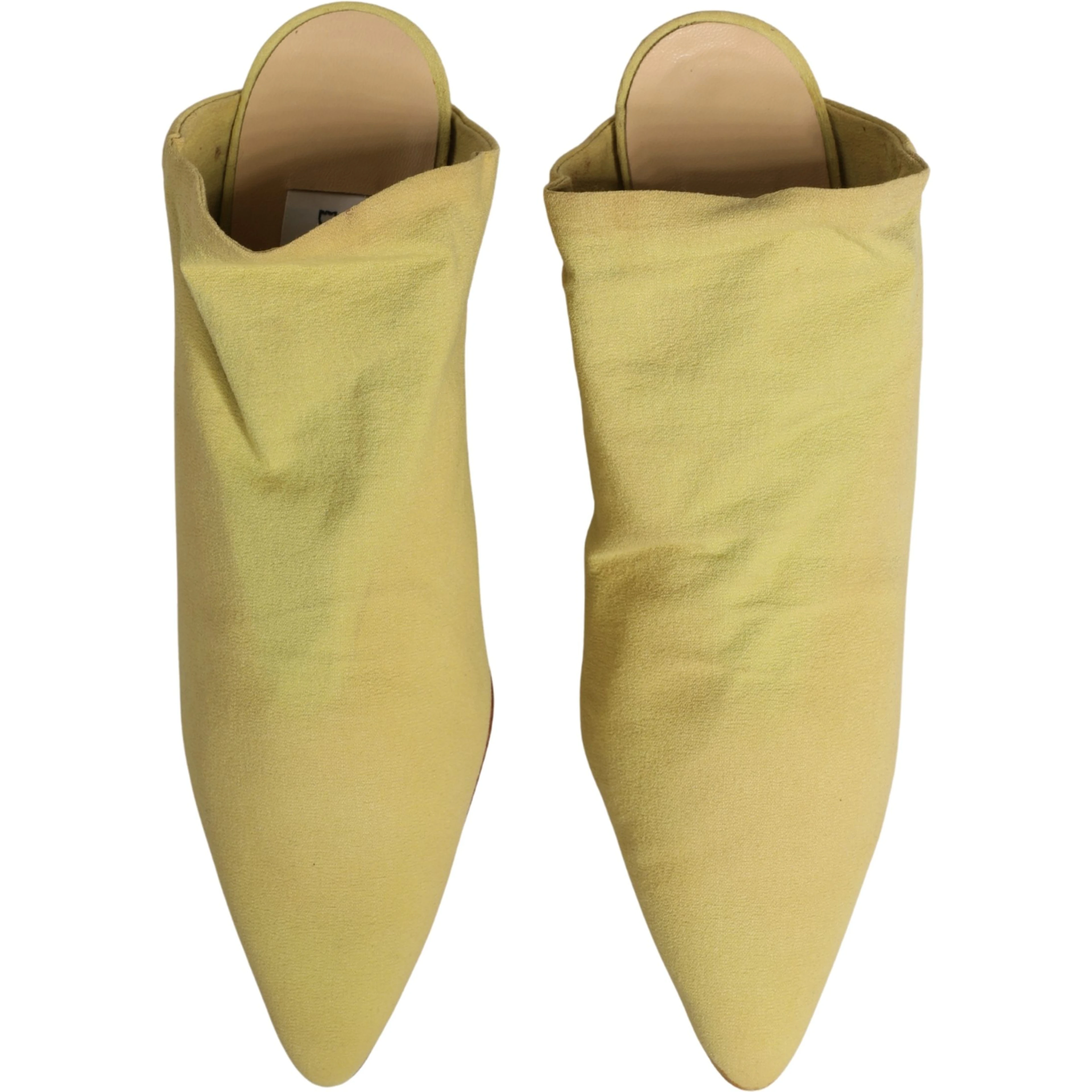 Yellow Suede Heel Mule Shoes