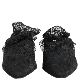 Black Lace Heels Sandals Shoes