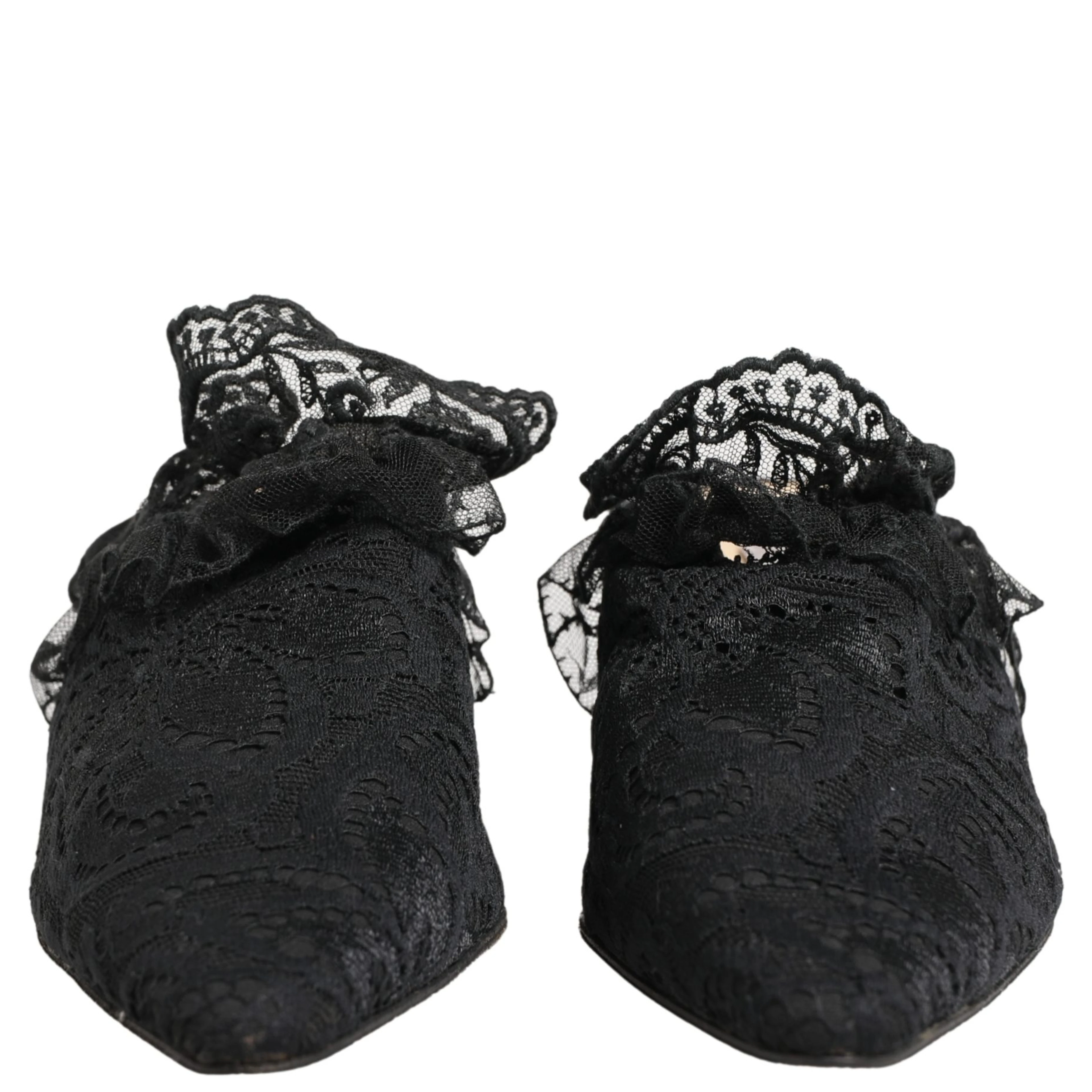 Black Lace Heels Sandals Shoes