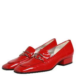 Red Patent Leather Moccasin Slip On Shoes