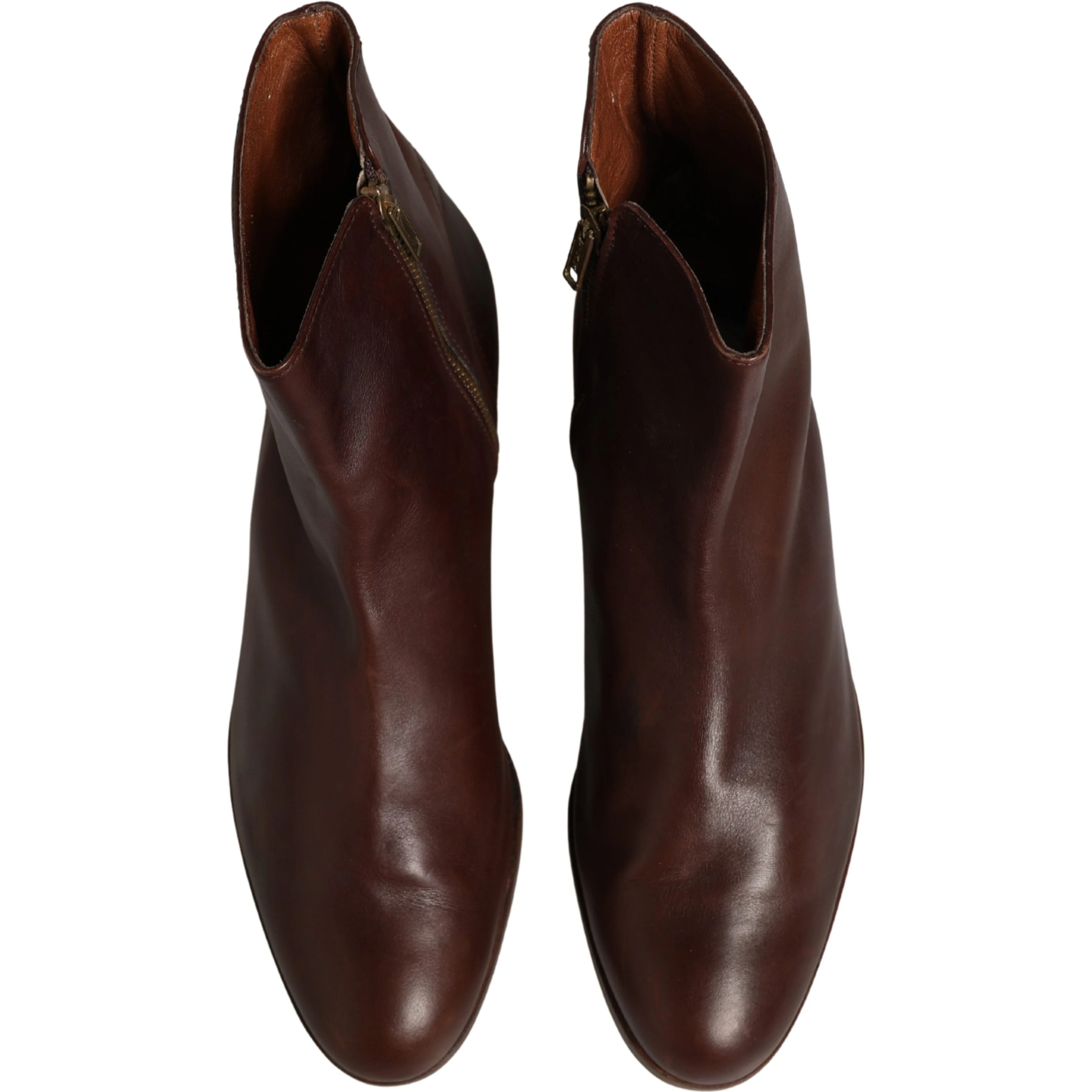 Brown Leather Flats Biker Ankle Boots Shoes