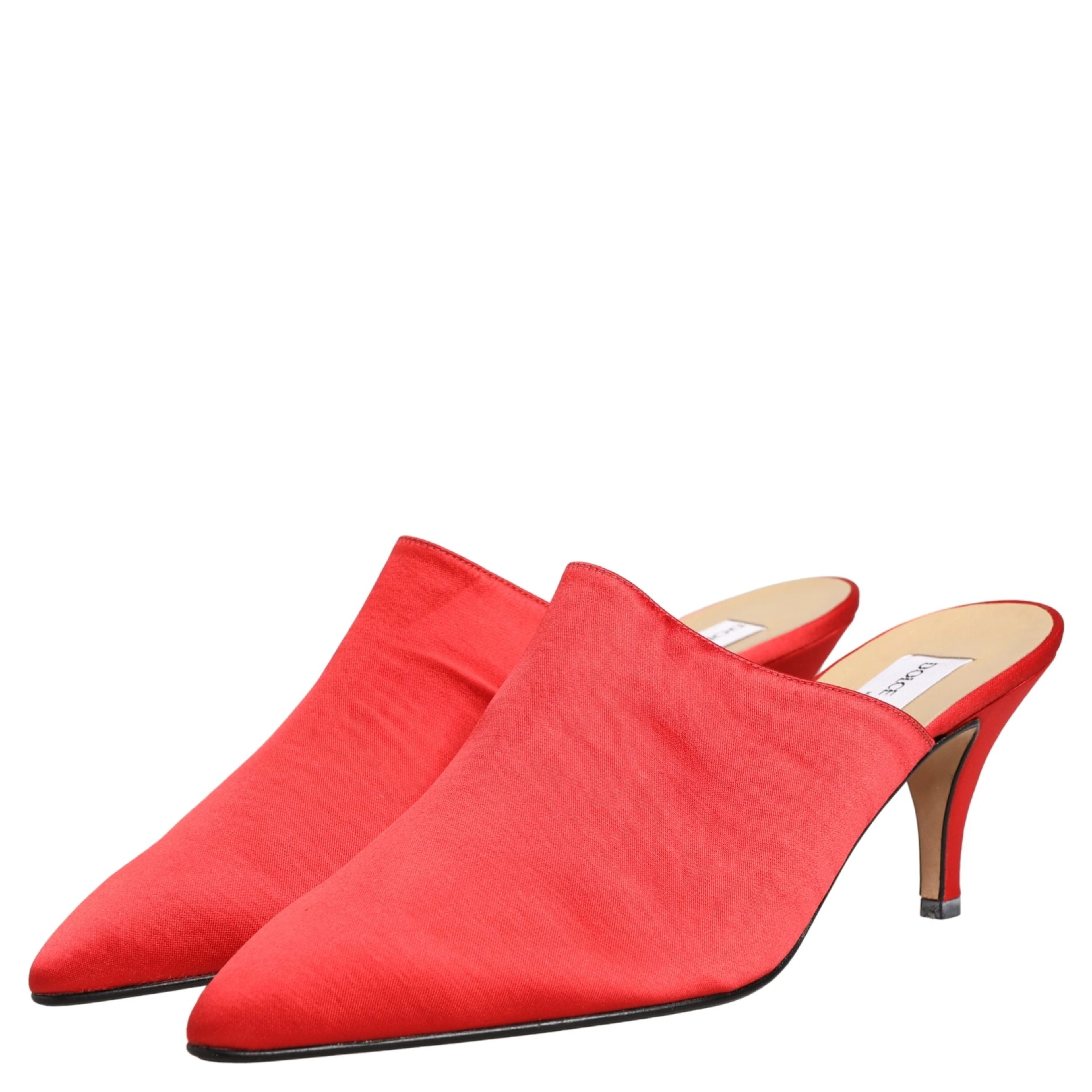 Red Suede Heel Mule Shoes