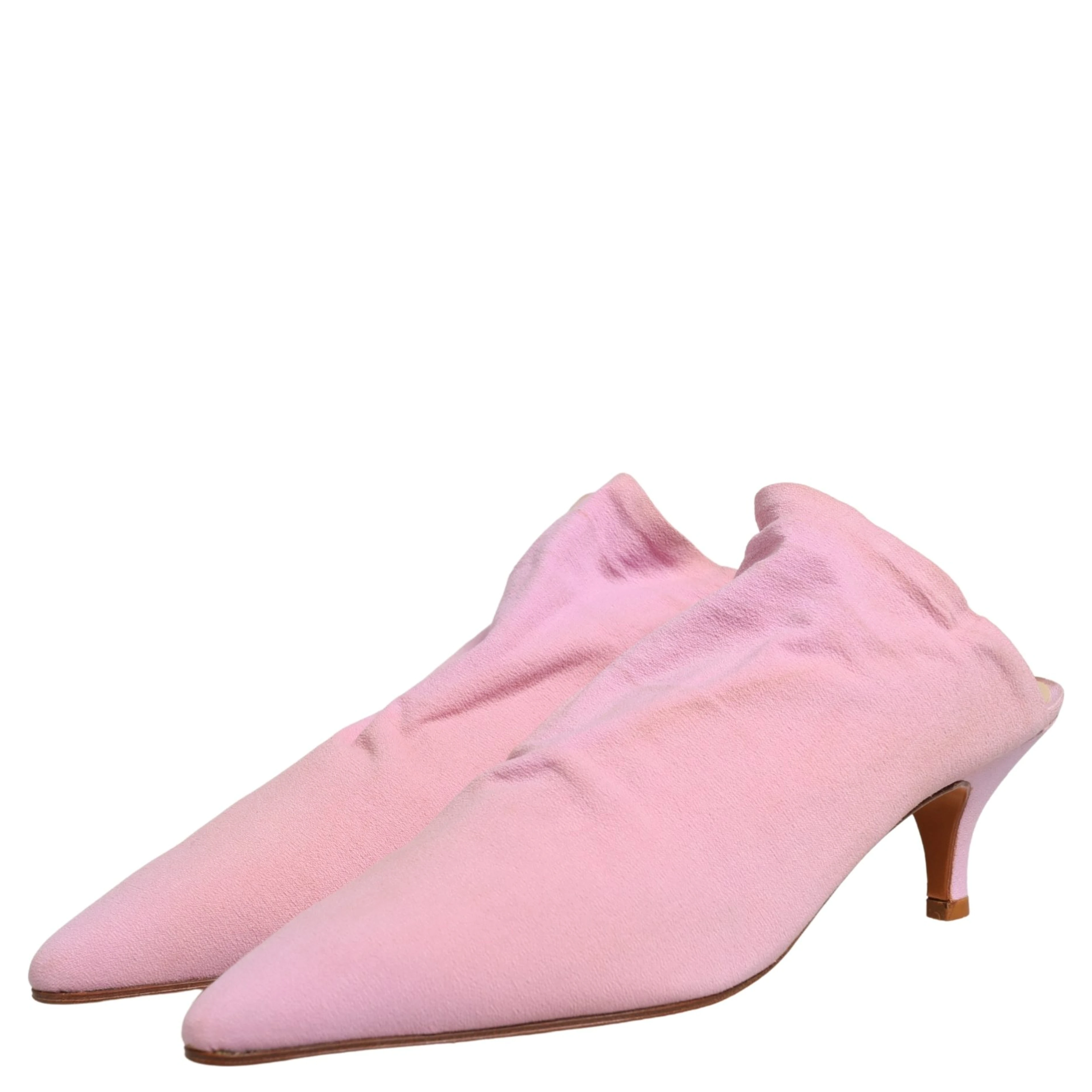 Pink Suede Heel Mule Shoes