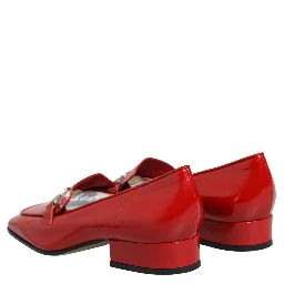 Red Patent Leather Moccasin Slip On Shoes