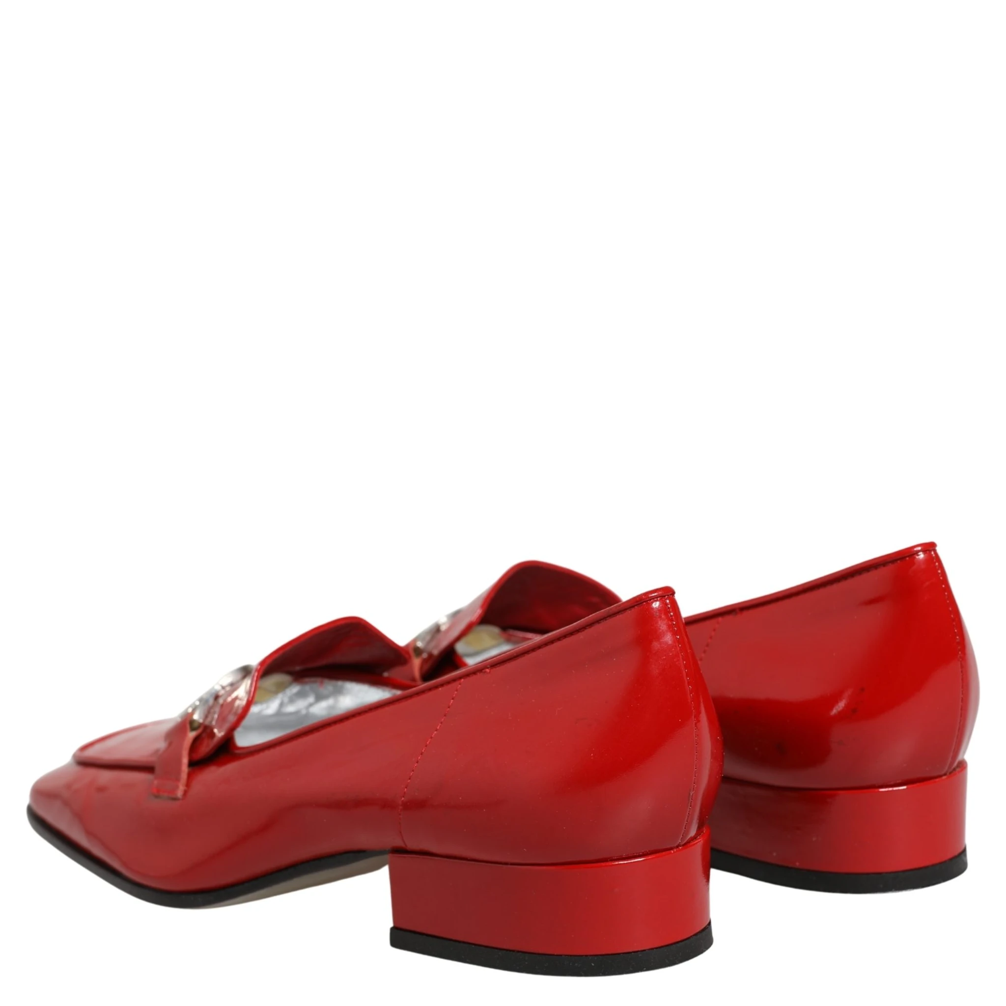 Red Patent Leather Moccasin Slip On Shoes