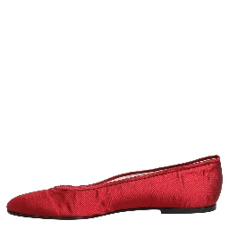 Red Satin Fabric Ballet Slip On Flats Shoes