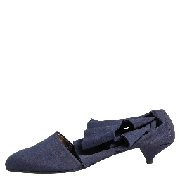 Blue Cotton Ankle Boots Shoes