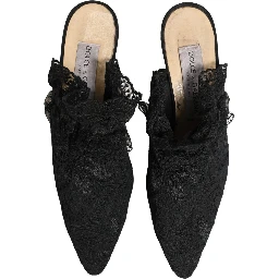 Black Lace Heels Sandals Shoes