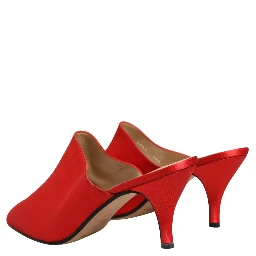 Red Suede Heel Mule Shoes
