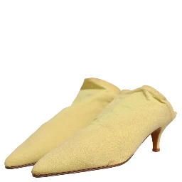 Yellow Suede Heel Mule Shoes
