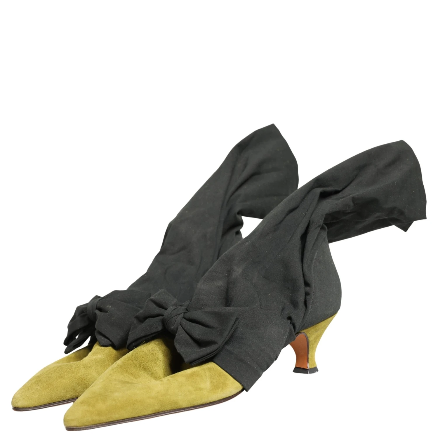 Black Yellow Suede Boots Shoes