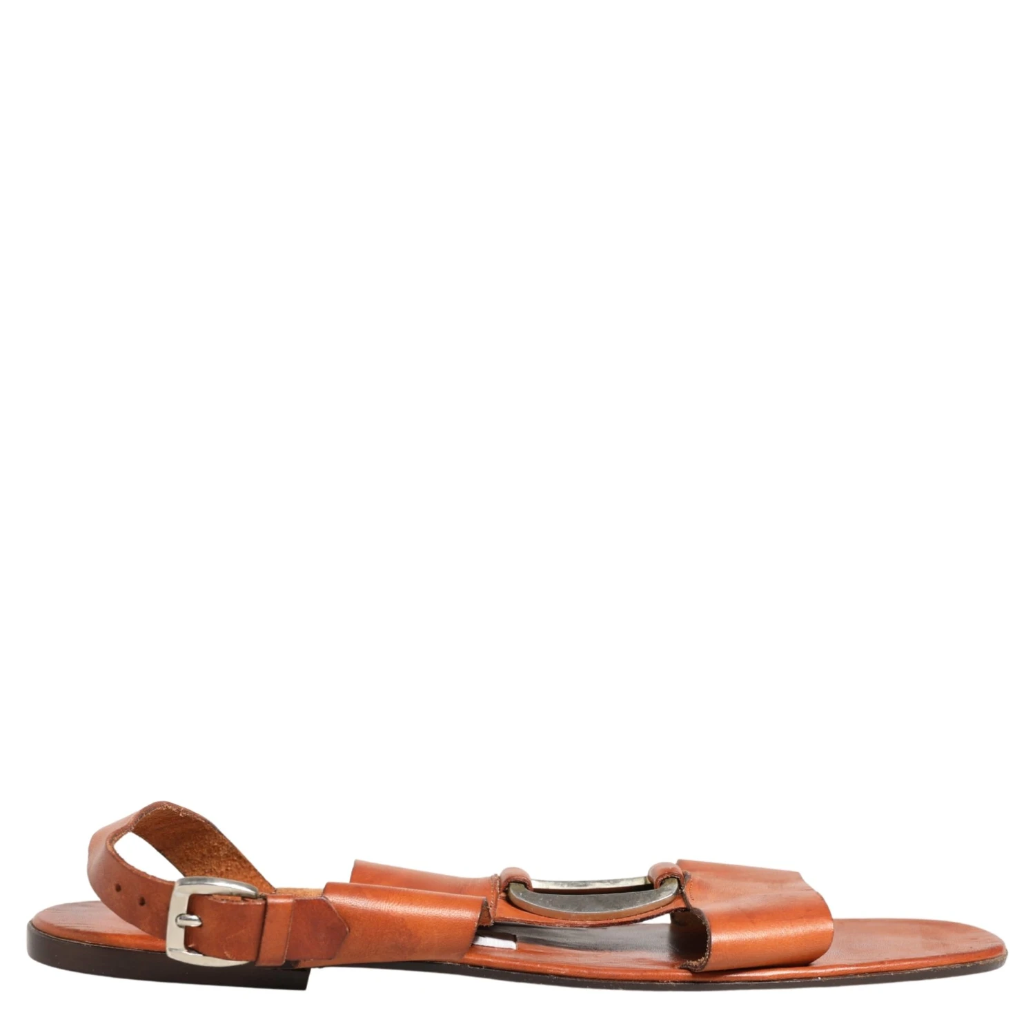 Brown Leather Flat Sandals Shoes