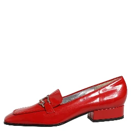 Red Patent Leather Moccasin Slip On Shoes