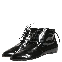 Black Leather AnkleBoots Shoes