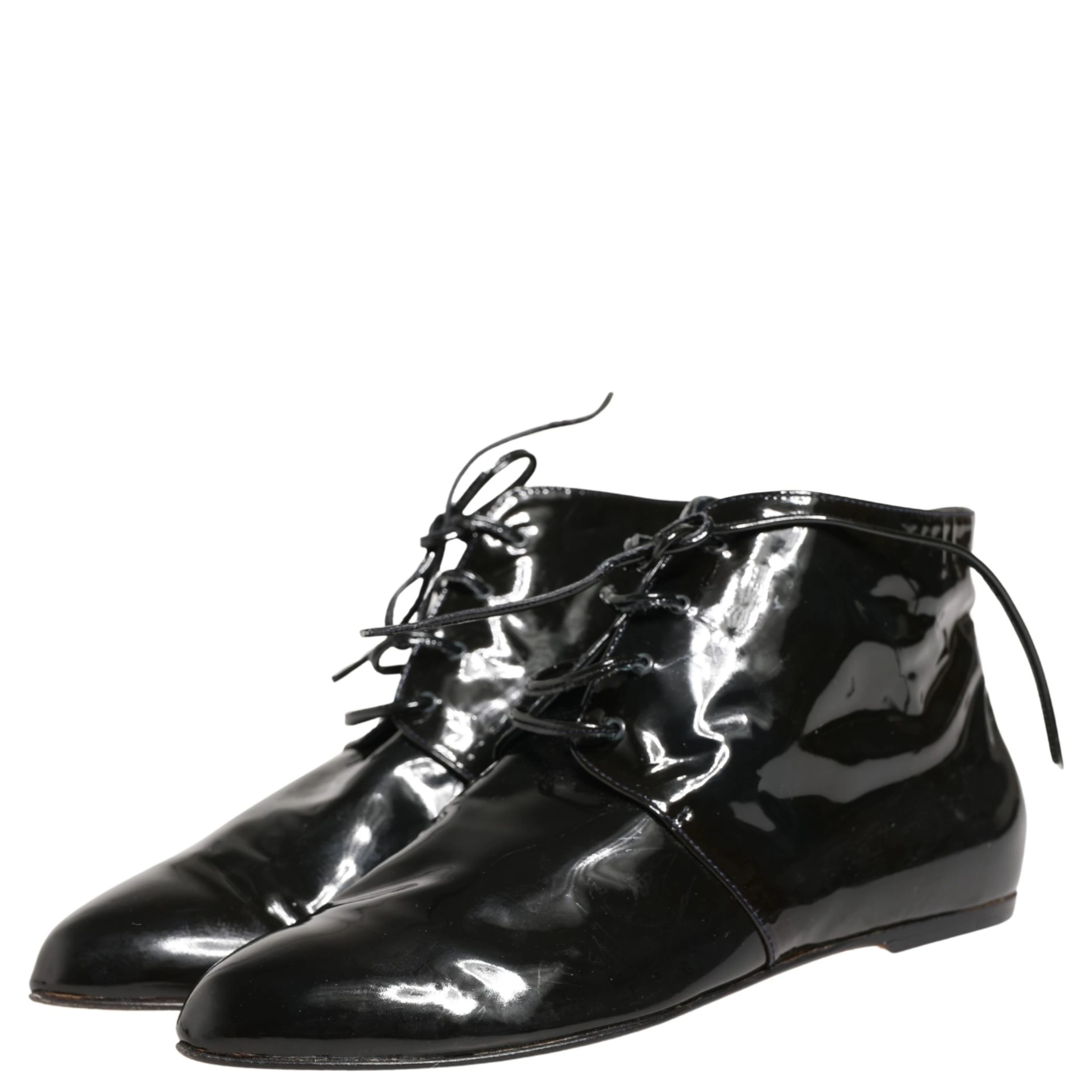 Black Leather AnkleBoots Shoes