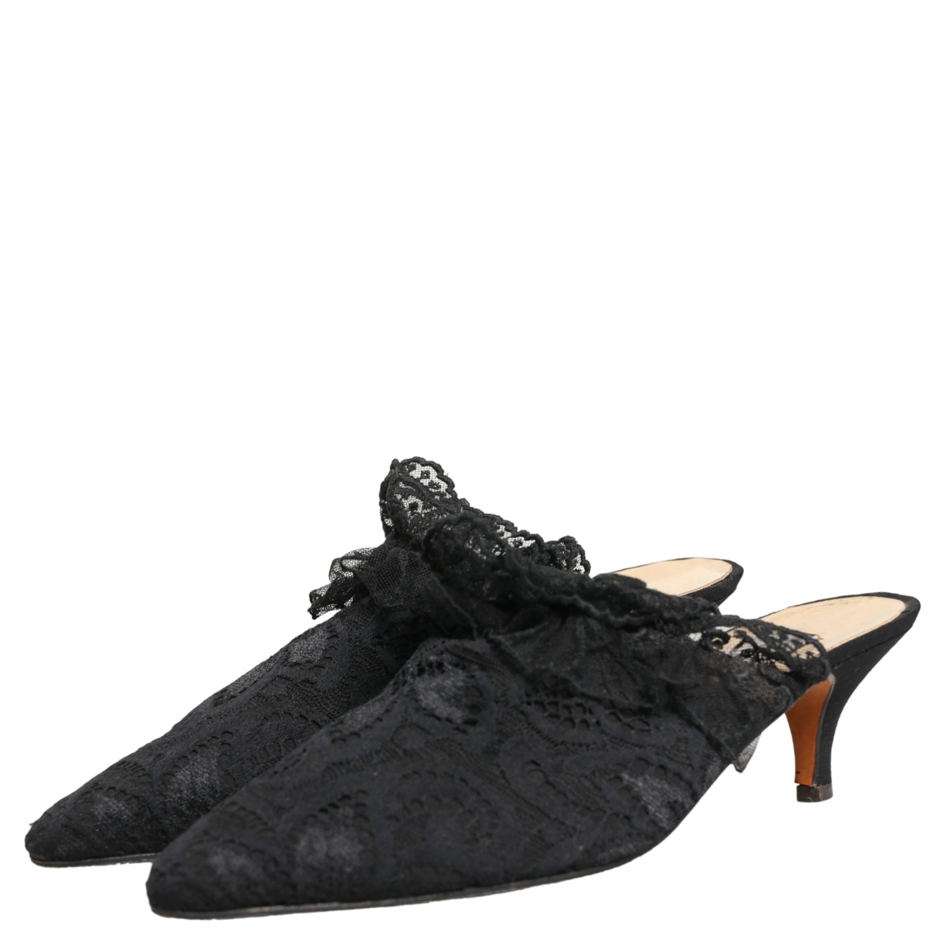 Black Lace Heels Sandals Shoes
