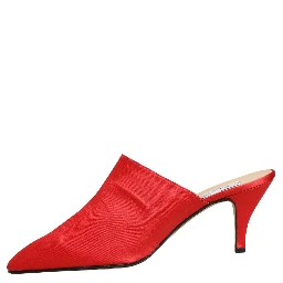 Red Suede Heel Mule Shoes