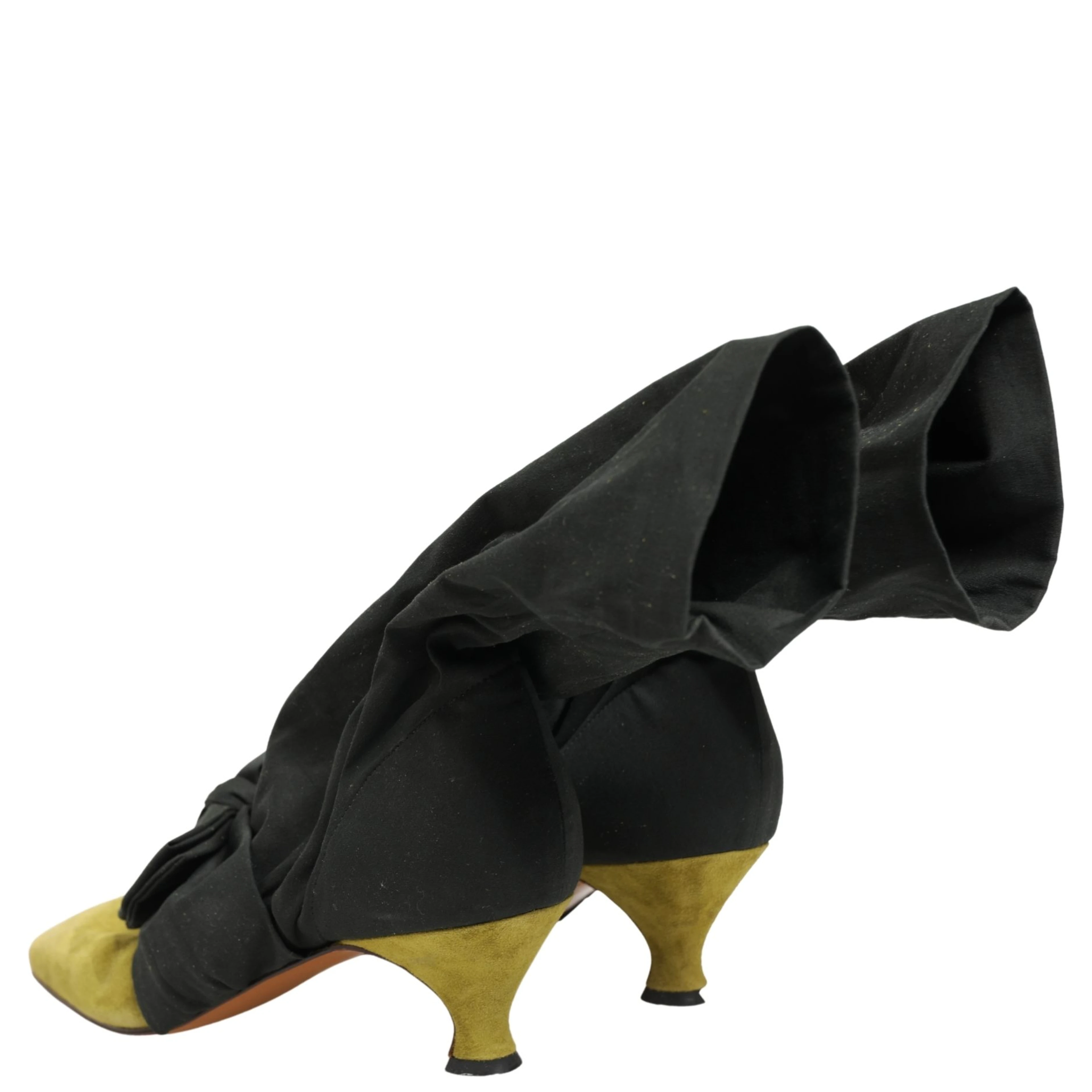 Black Yellow Suede Boots Shoes