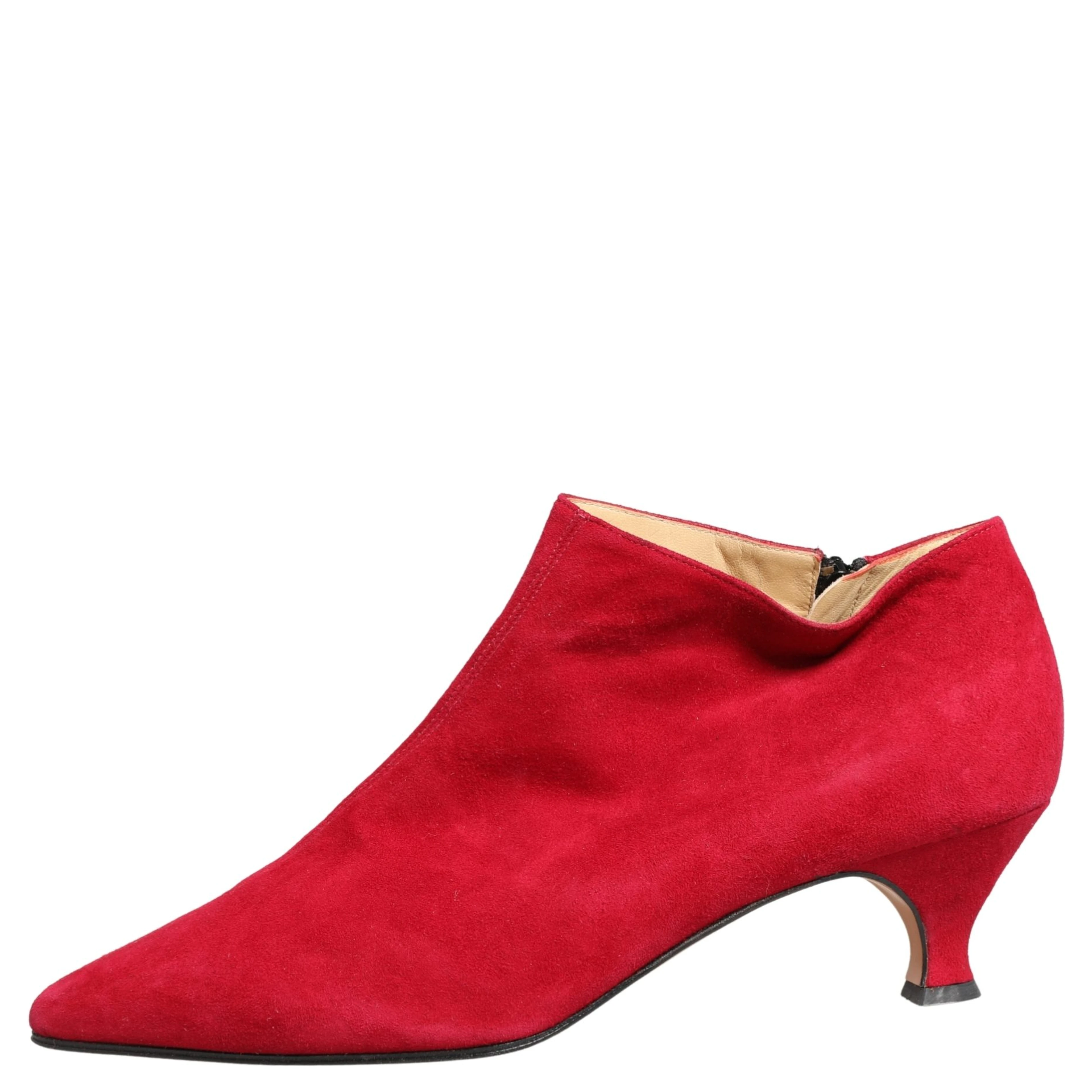 Red Suede Ankle Boots Shoes