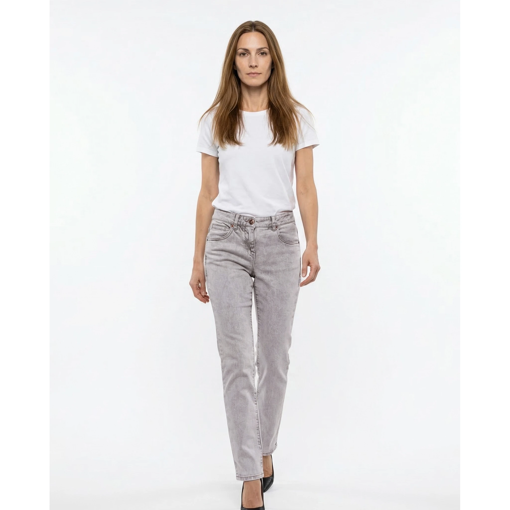 Blue Cotton Straight-Leg Jeans