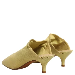 Yellow Suede Heel Mule Shoes