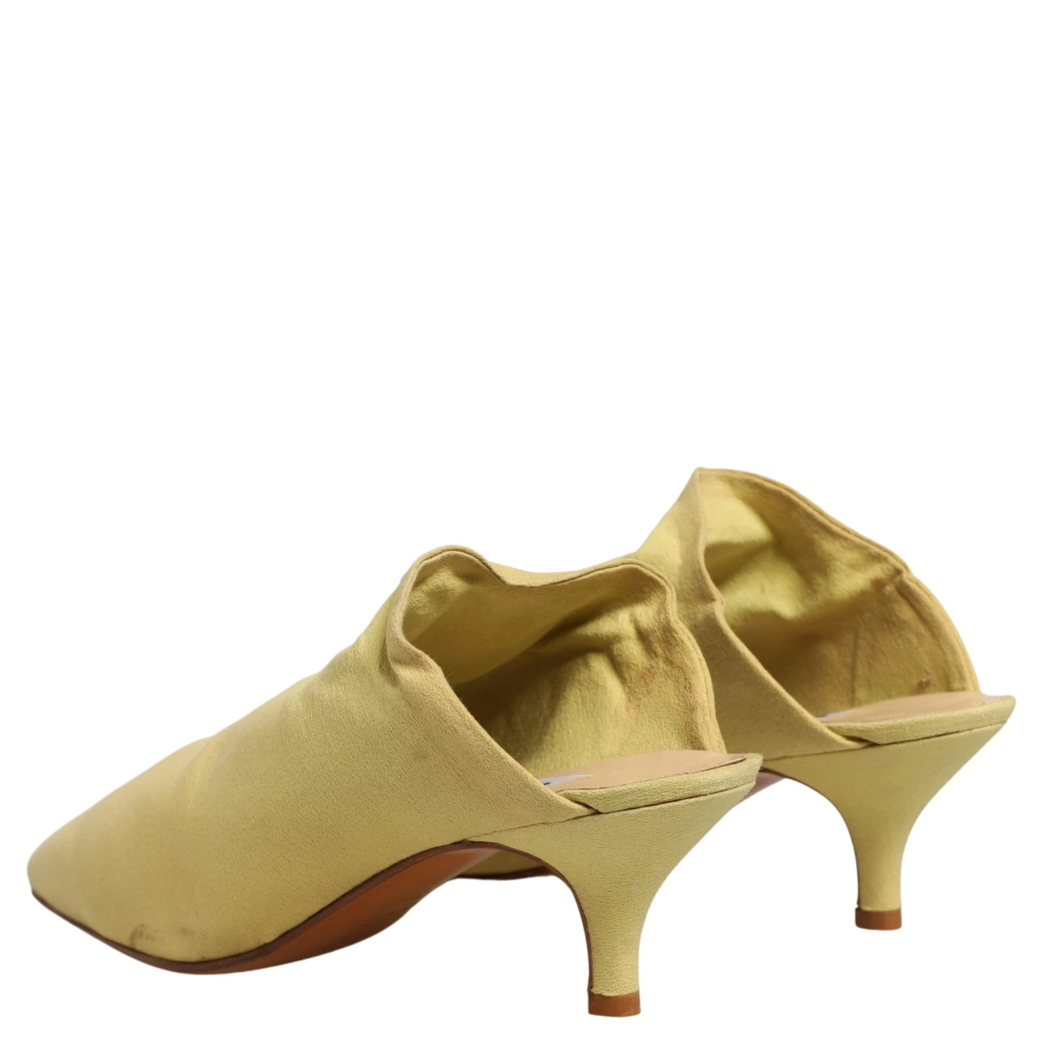 Yellow Suede Heel Mule Shoes