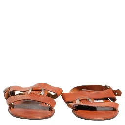 Brown Leather Flat Sandals Shoes