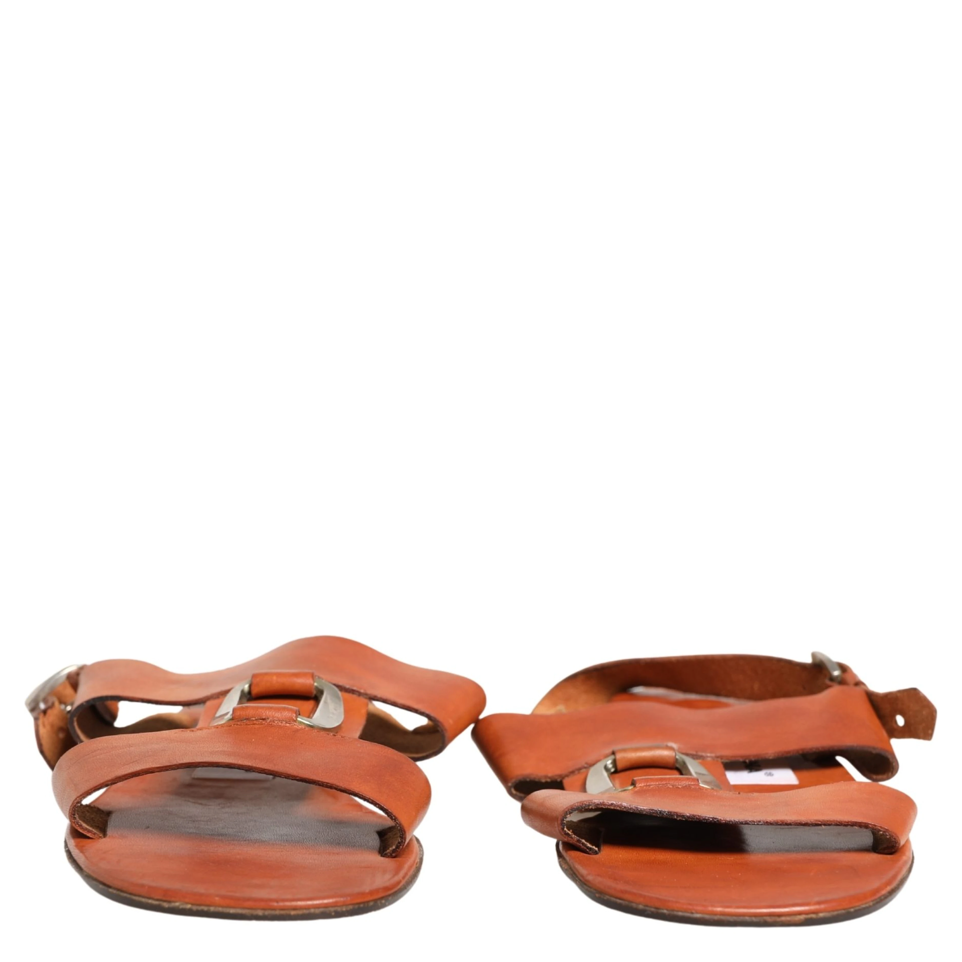 Brown Leather Flat Sandals Shoes