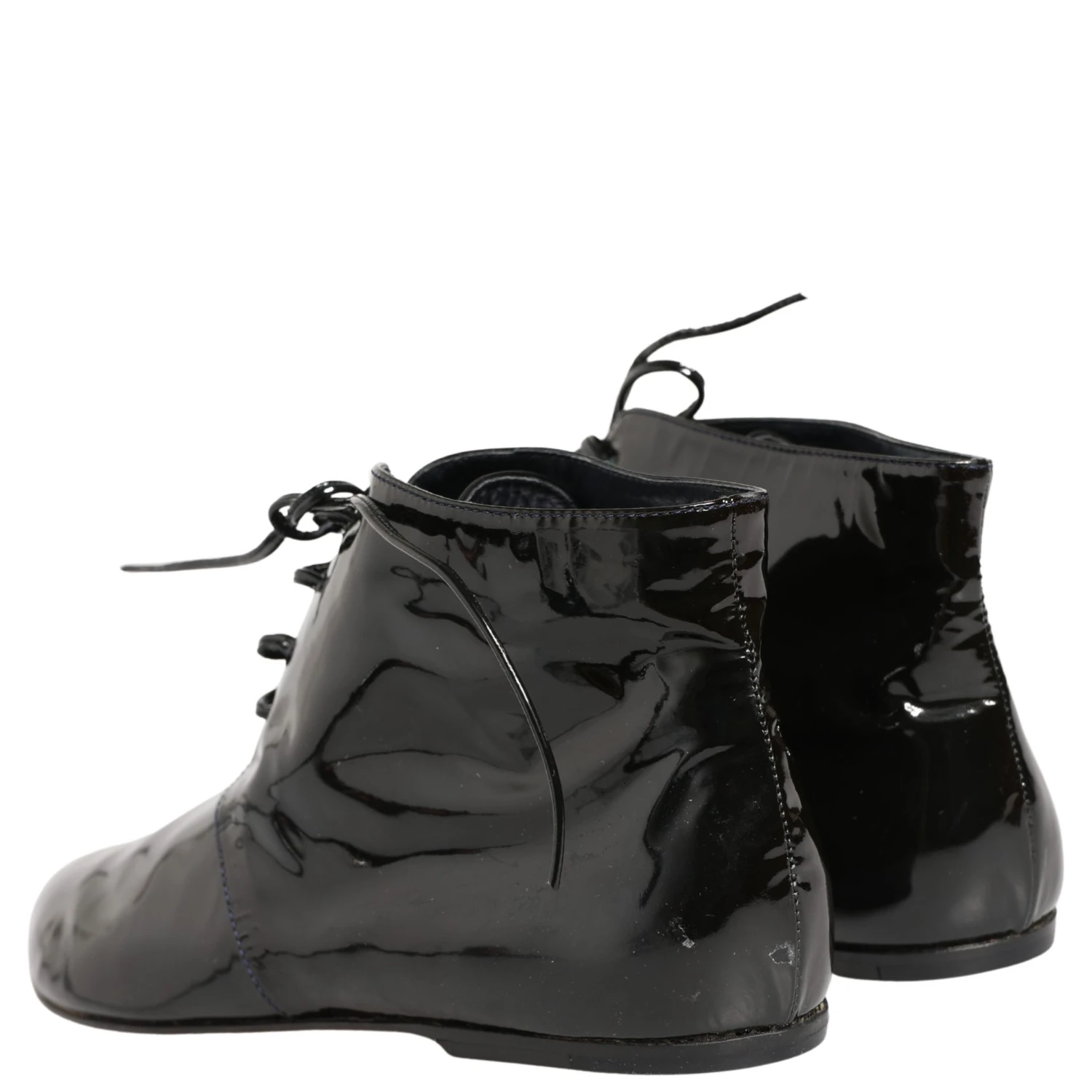 Black Leather AnkleBoots Shoes