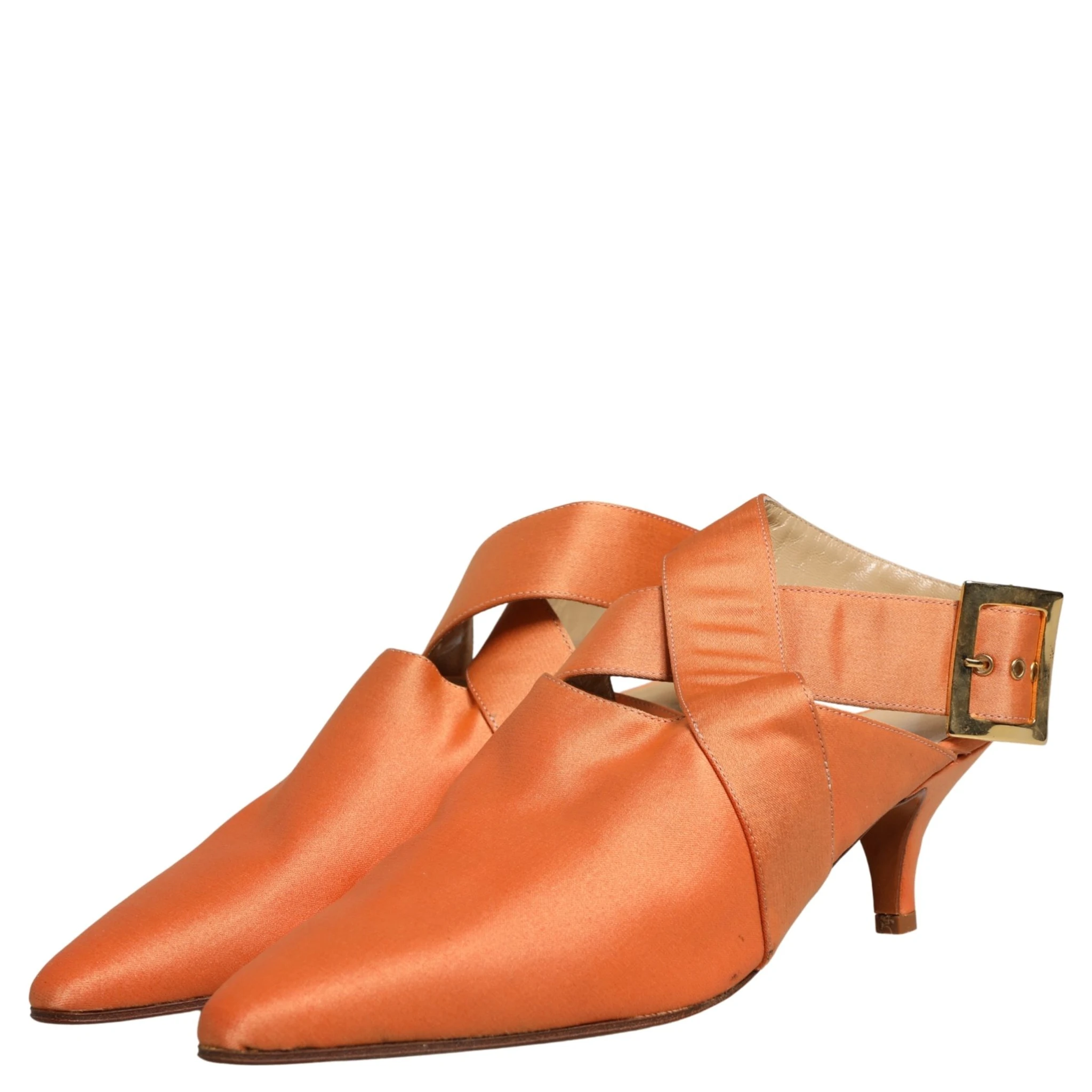 Orange Satin Sandals Shoes