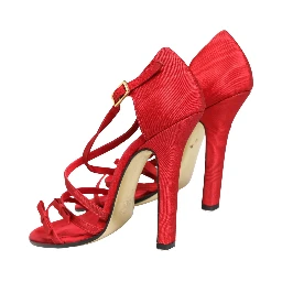 Red Calf Suede Strappy Heels Sandals Shoes