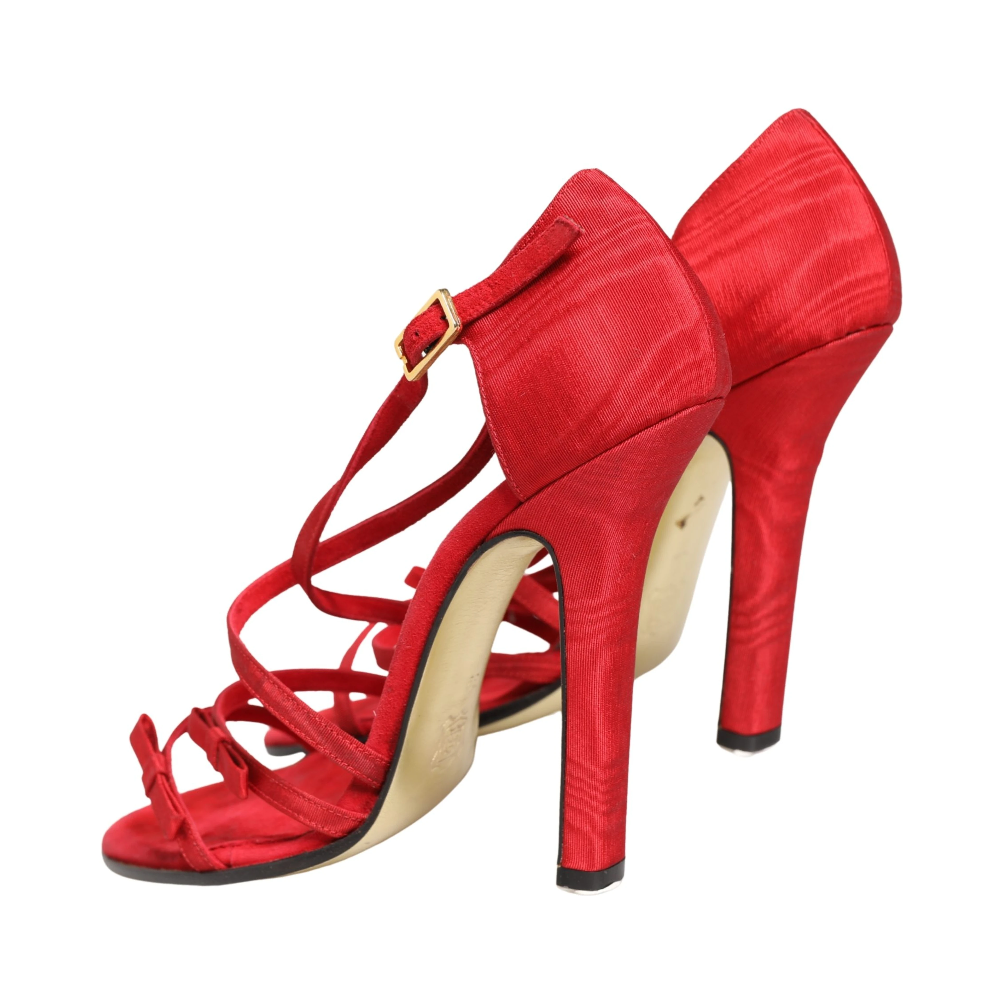 Red Calf Suede Strappy Heels Sandals Shoes