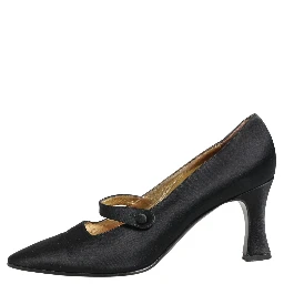 Black Satin Mary Jane Pumps Shoes