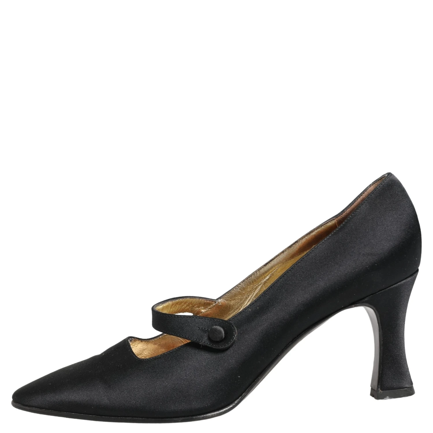 Black Satin Mary Jane Pumps Shoes