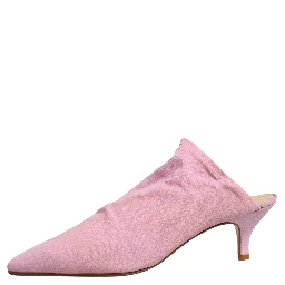 Pink Suede Heel Mule Shoes