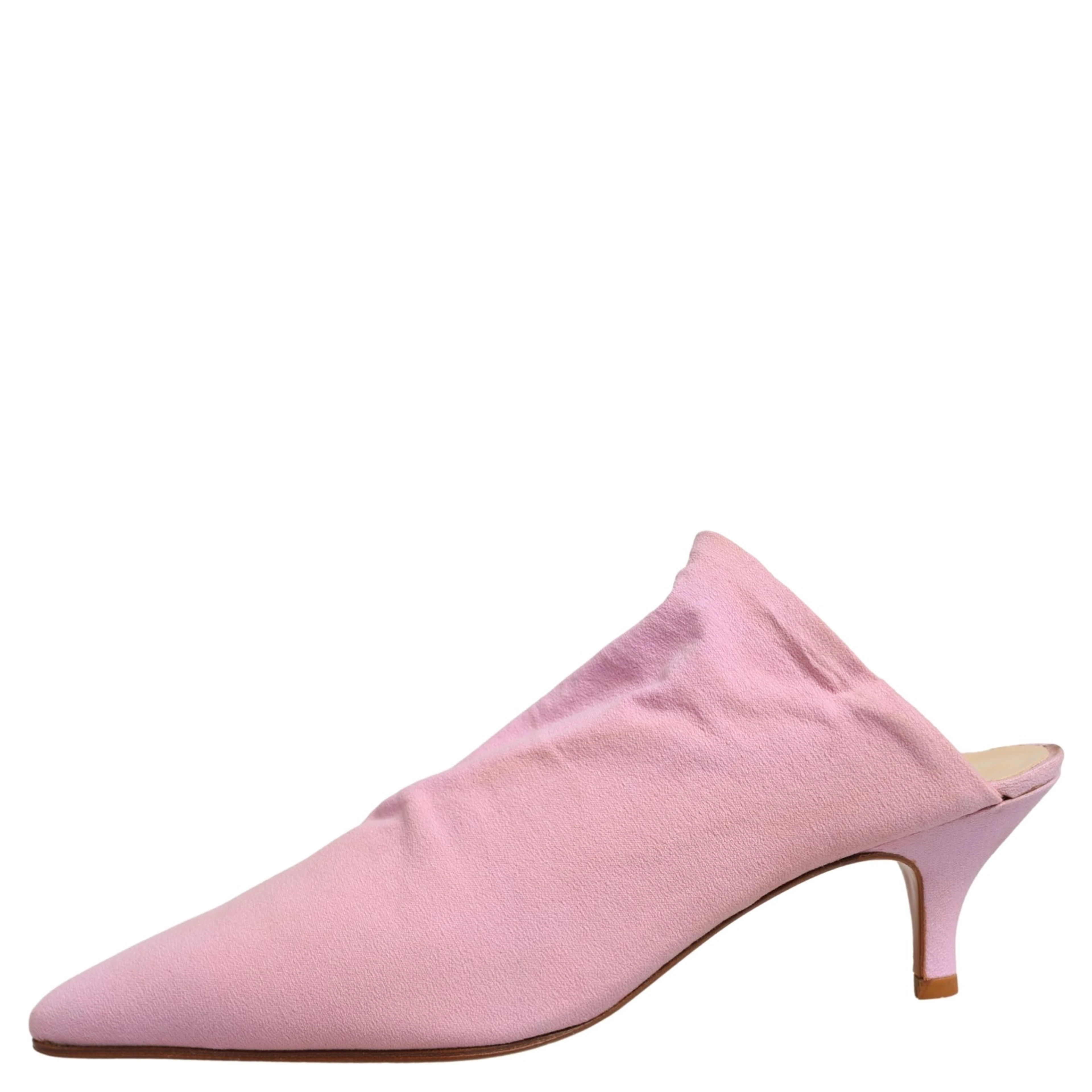 Pink Suede Heel Mule Shoes