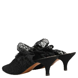 Black Lace Heels Sandals Shoes