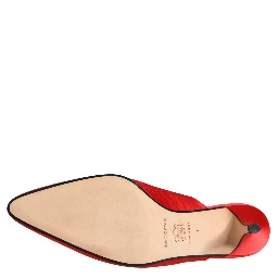 Red Suede Heel Mule Shoes