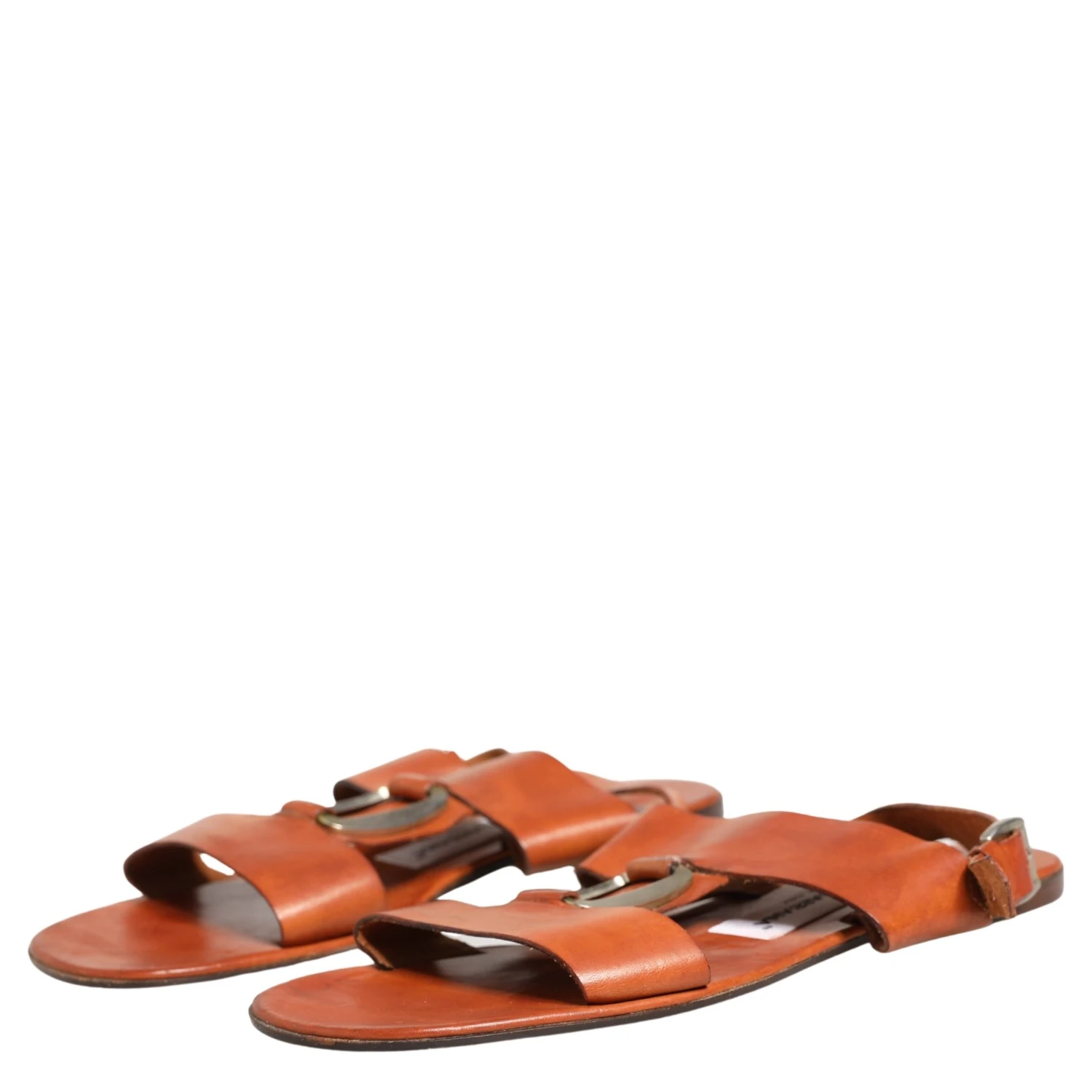 Brown Leather Flat Sandals Shoes